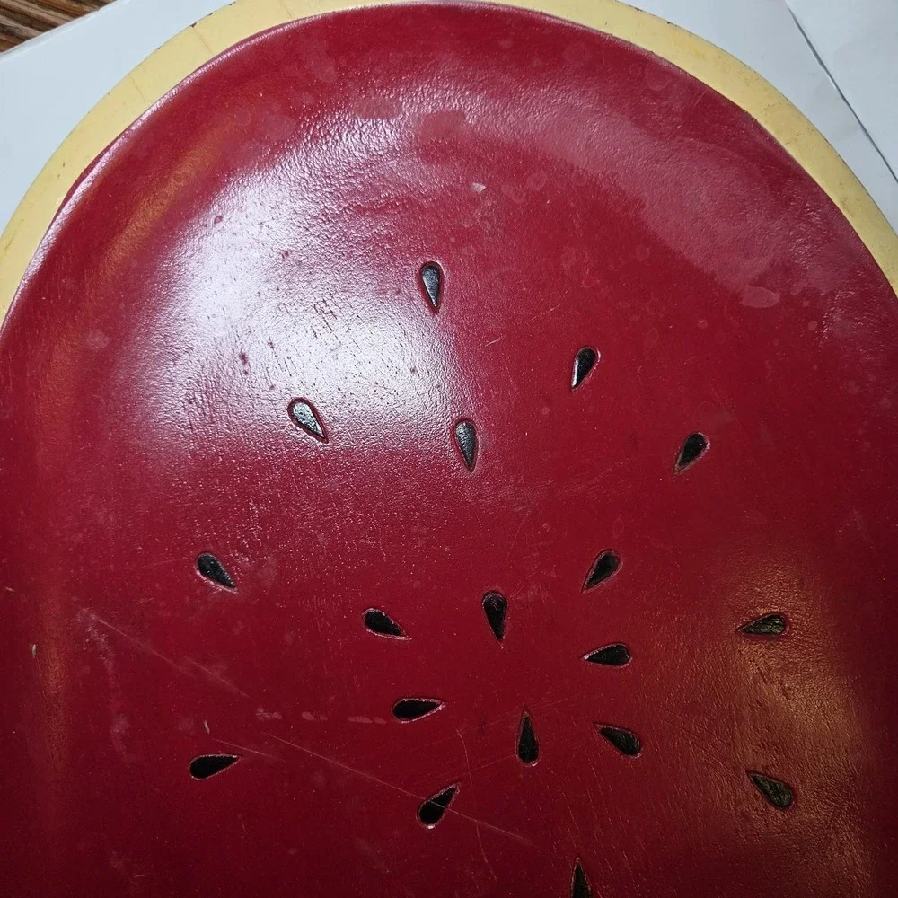 Vintage Wooden Painted Watermelon Serving Plate